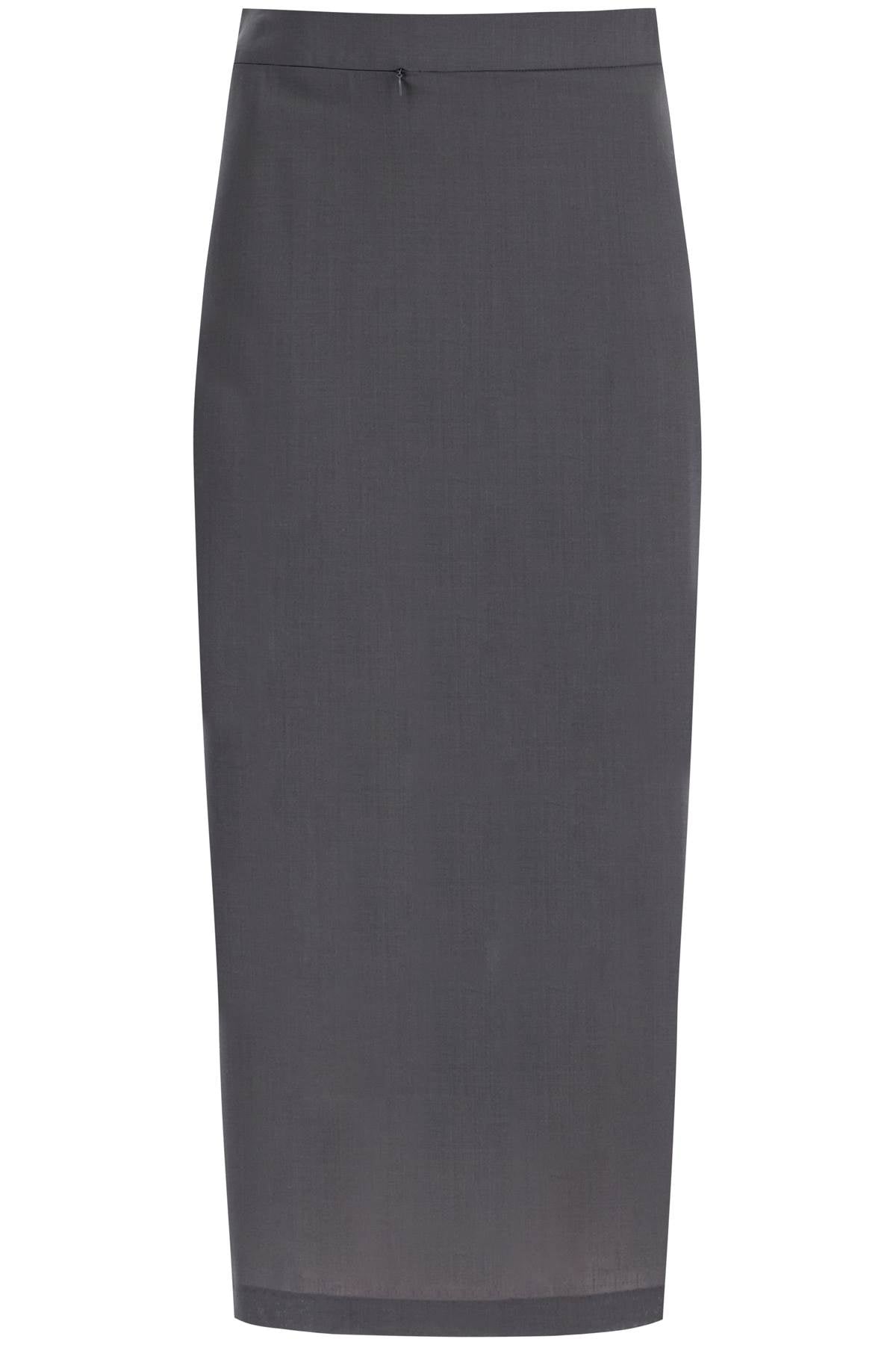 Midi Skirt With Zipper  - Grey