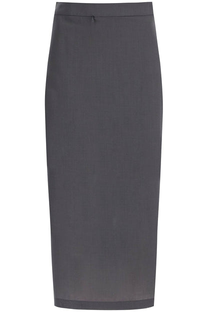 Midi Skirt With Zipper  - Grey