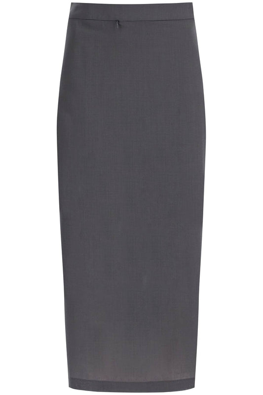 Midi Skirt With Zipper  - Grey