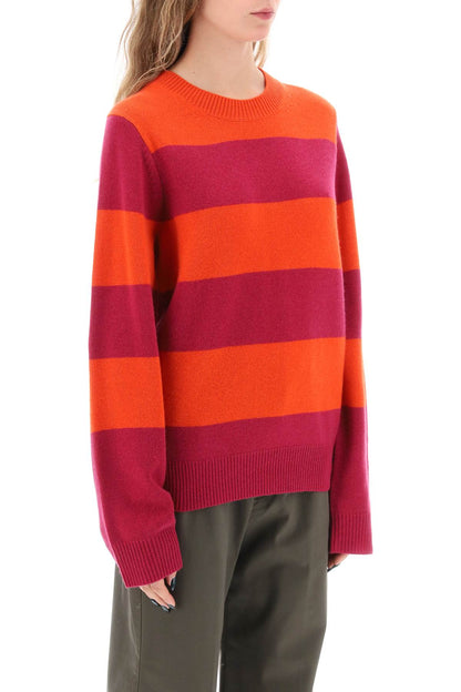 Striped Cashmere Sweater  - Red