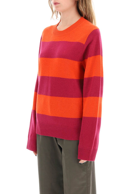 Striped Cashmere Sweater  - Red