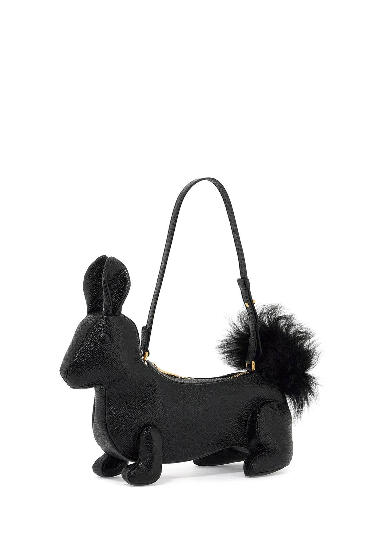 Fur Handbag With Chain  - Black