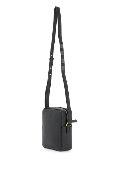 Pebble Grain Leather Vertical Camera Bag  - Black