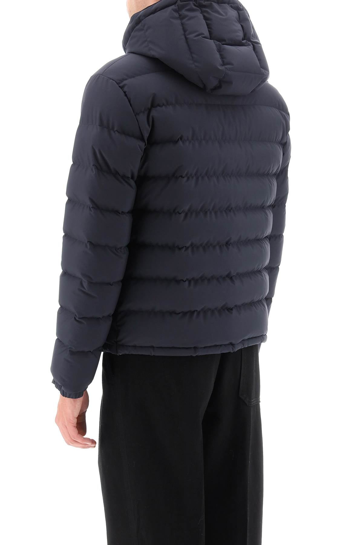 Short Hooded Down Jacket  - Blu