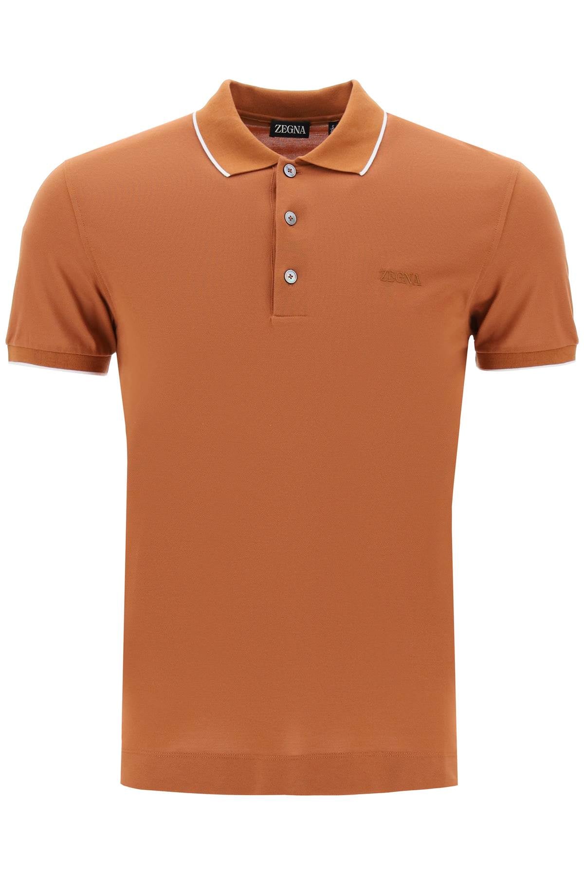 Slim Fit Polo Shirt In Stretch Cotton  - Orange