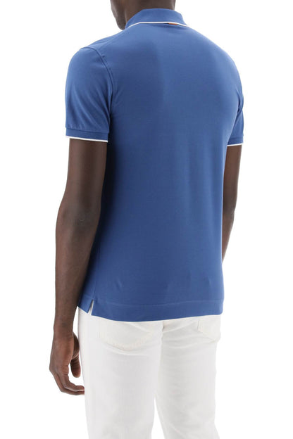 Slim Fit Polo Shirt In Stretch Cotton  - Blue