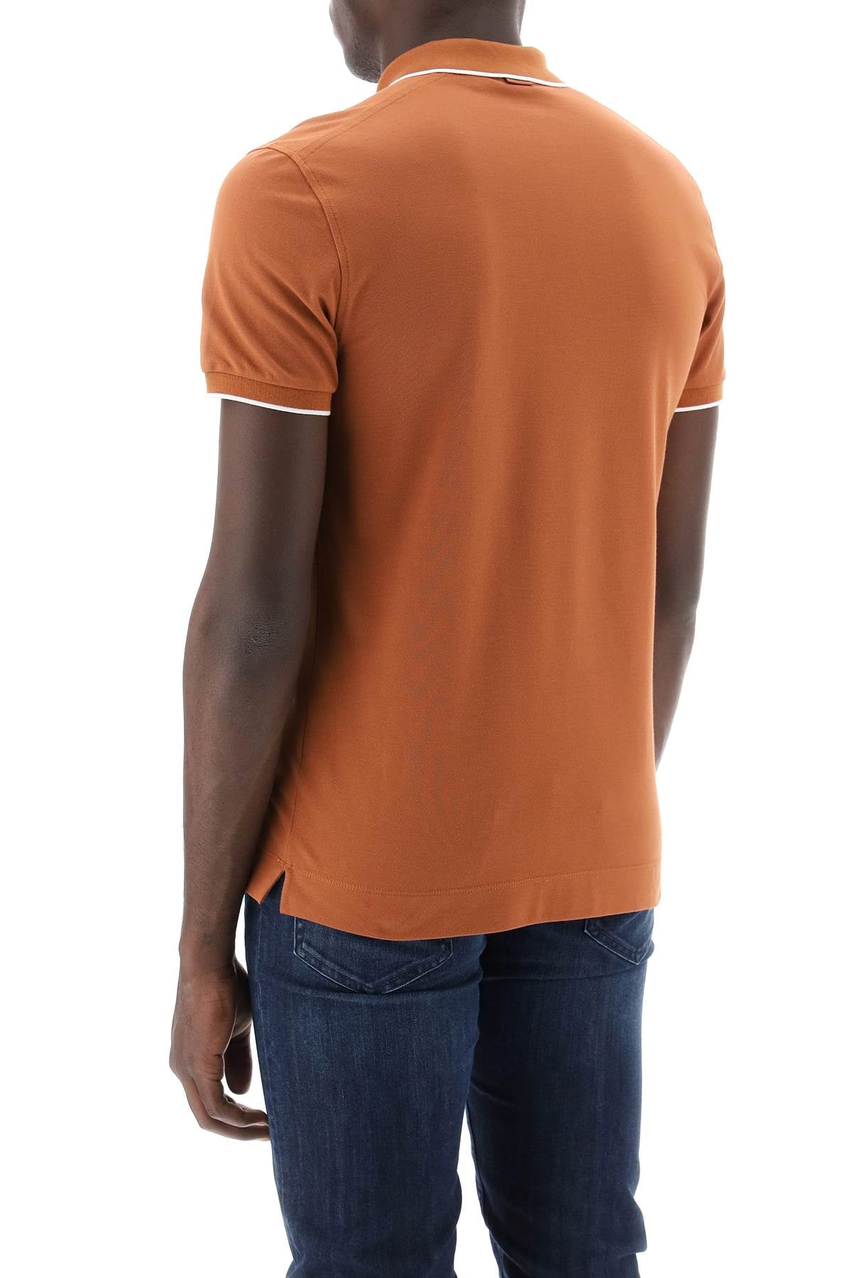 Slim Fit Polo Shirt In Stretch Cotton  - Orange