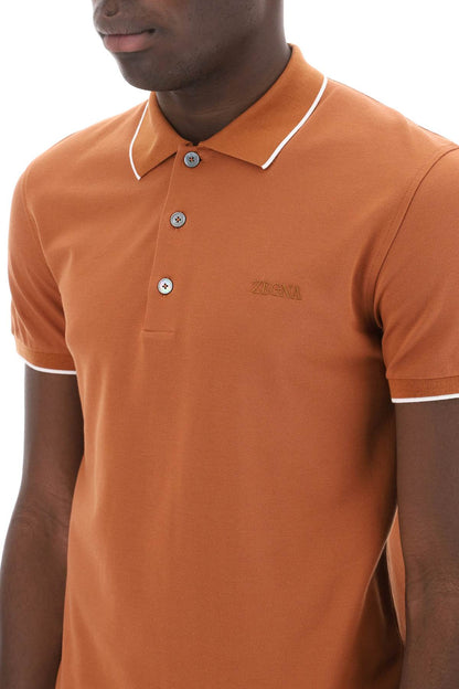 Slim Fit Polo Shirt In Stretch Cotton  - Orange