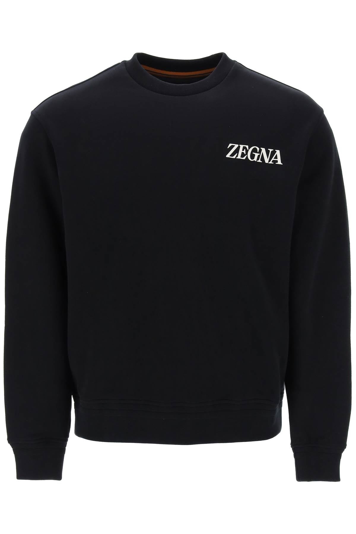 Crewneck Sweatshirt With Rubberized Logo  - Black