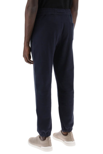 Cotton Sweatpants With Brushed Finish  - Blue