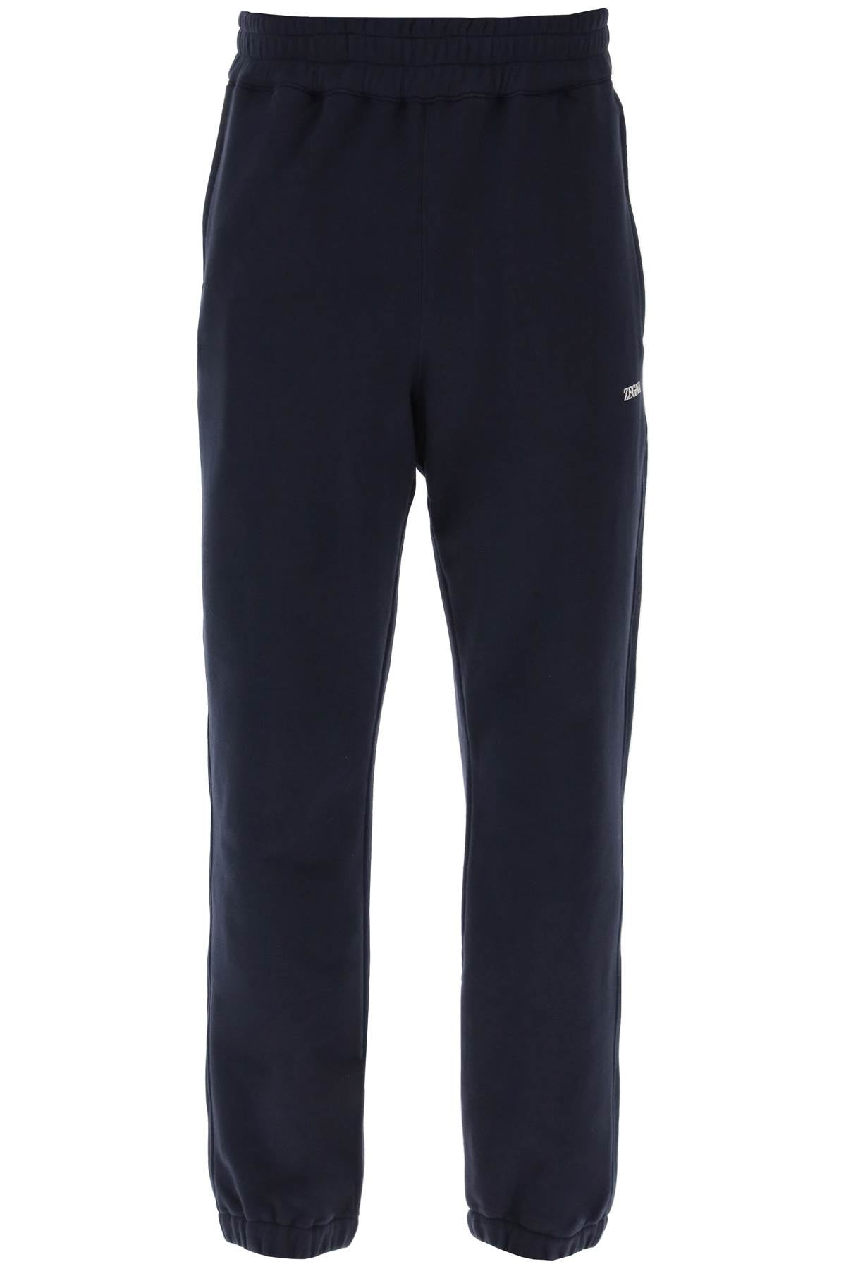 Cotton Sweatpants With Brushed Finish  - Blue