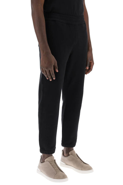 Cotton Sweatpants With Brushed Finish  - Black