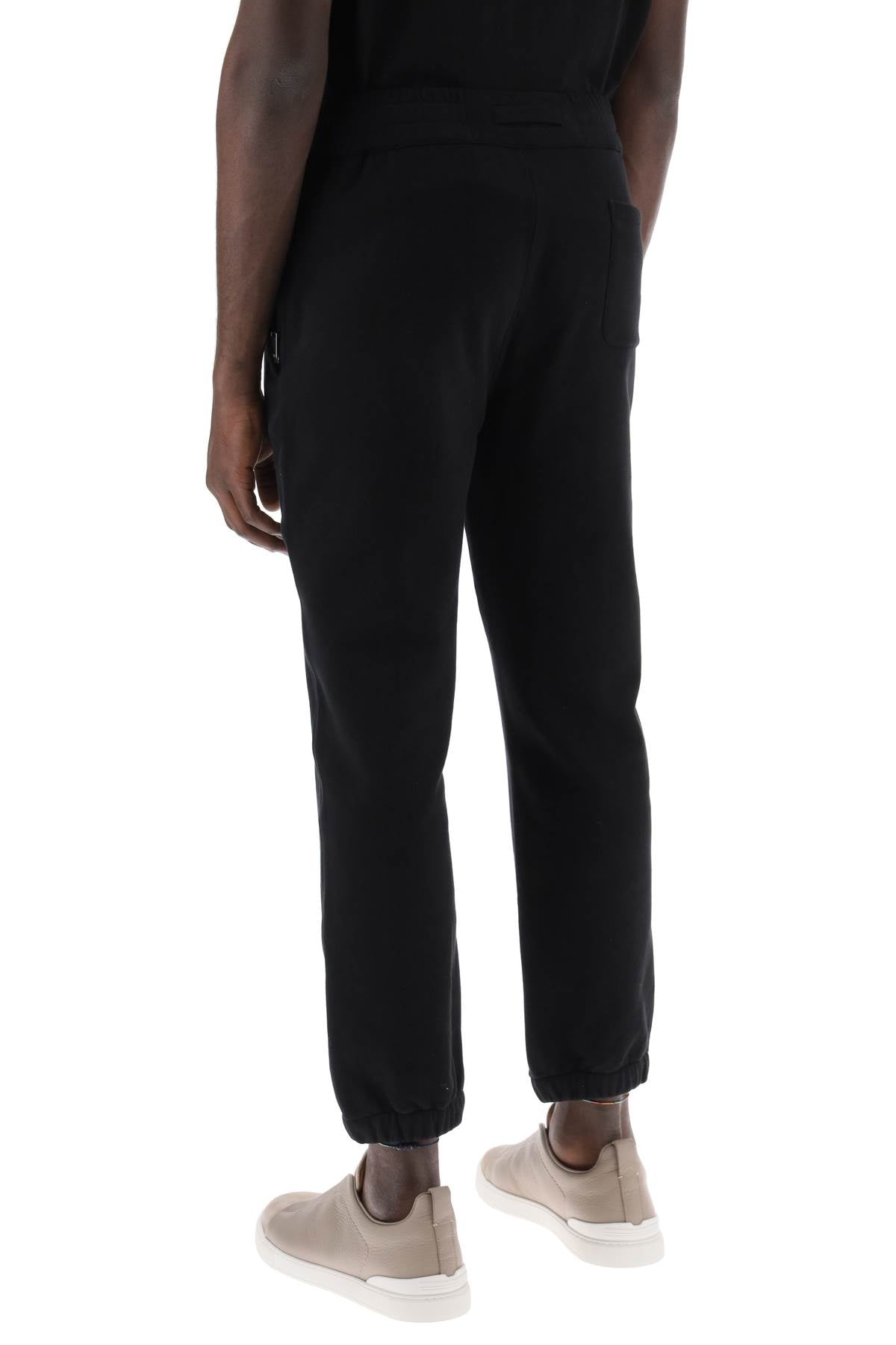 Cotton Sweatpants With Brushed Finish  - Black