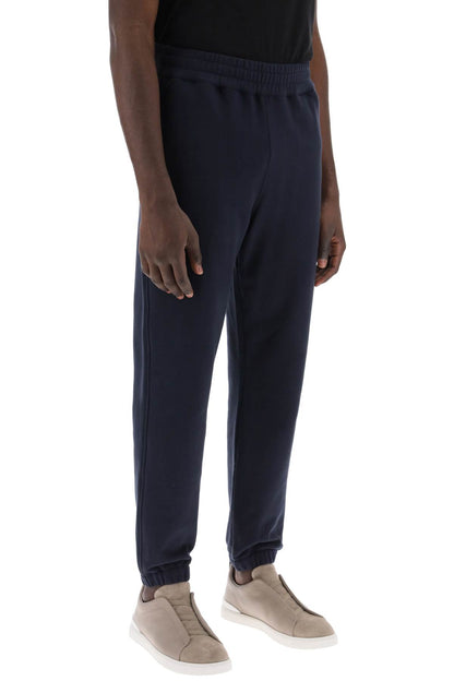 Cotton Sweatpants With Brushed Finish  - Blue