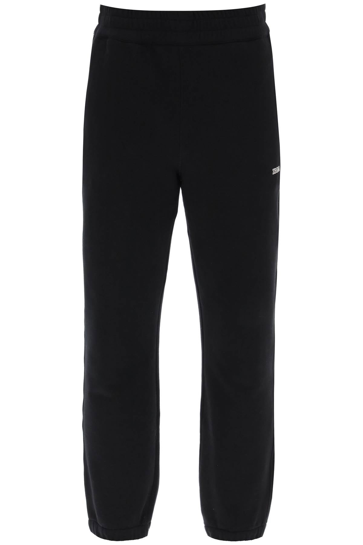 Cotton Sweatpants With Brushed Finish  - Black