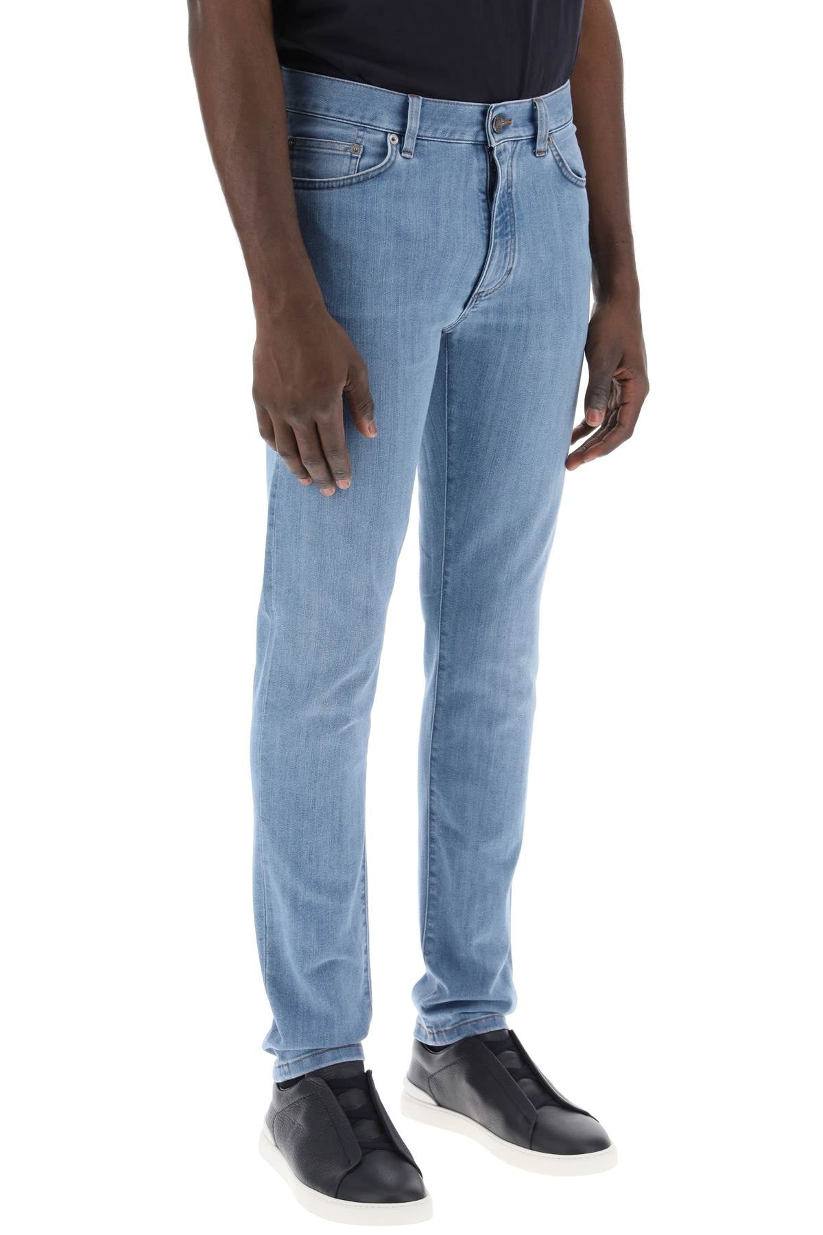 Slim Fit Jeans In Stretch Denim  - Light Blue