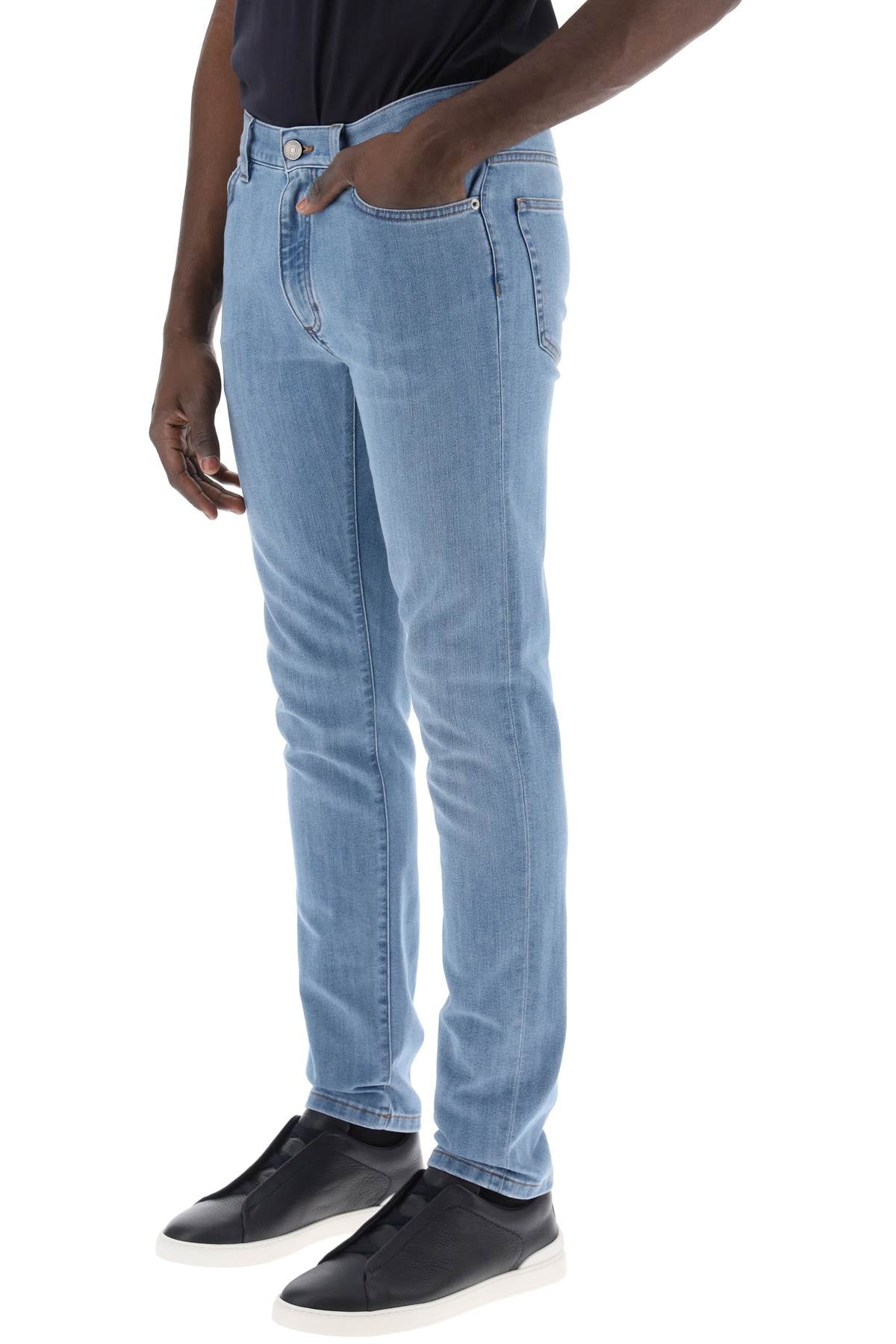 Slim Fit Jeans In Stretch Denim  - Light Blue