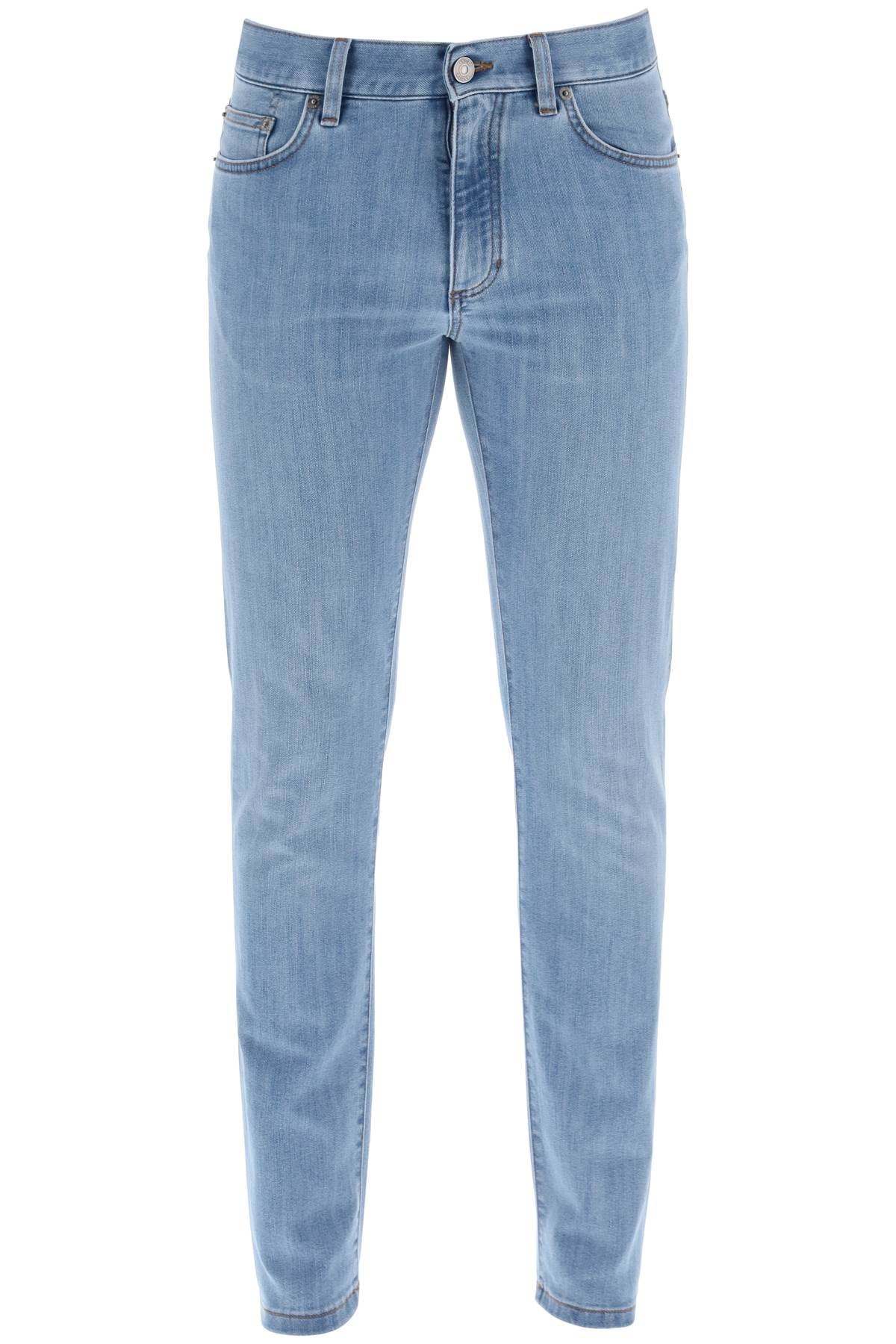 Slim Fit Jeans In Stretch Denim  - Light Blue