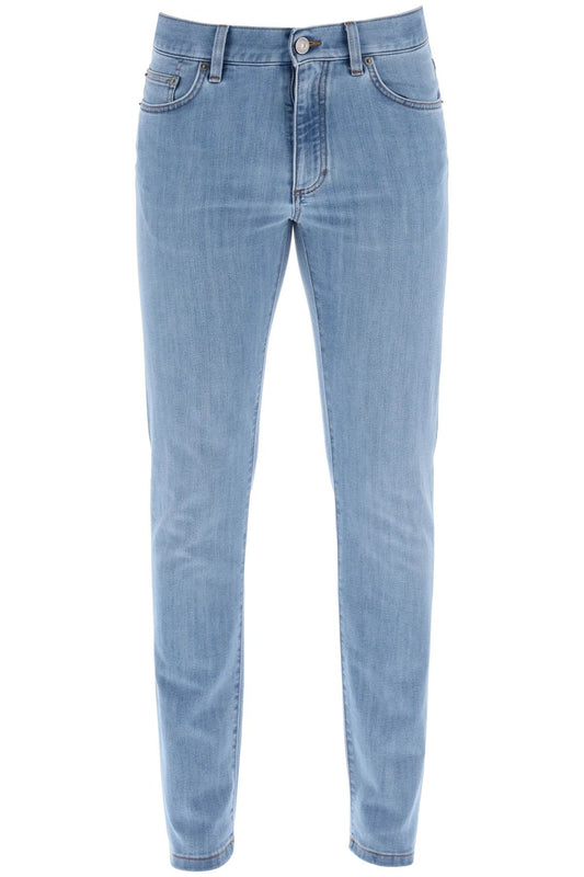 Slim Fit Jeans In Stretch Denim  - Light Blue