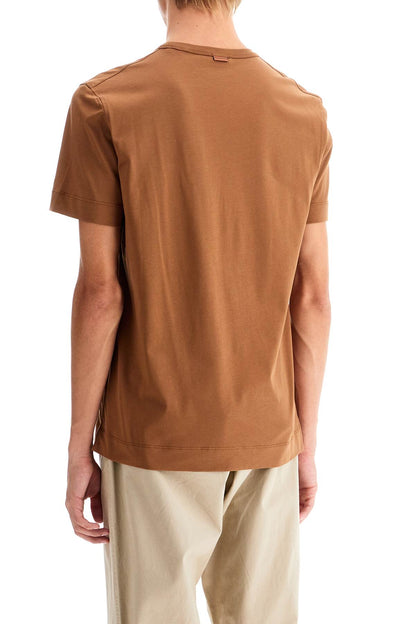 Crewneck T-shirt With Embroidered  - Brown