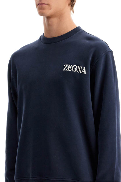 Cotton Crewneck Sweatshirt  - Blue