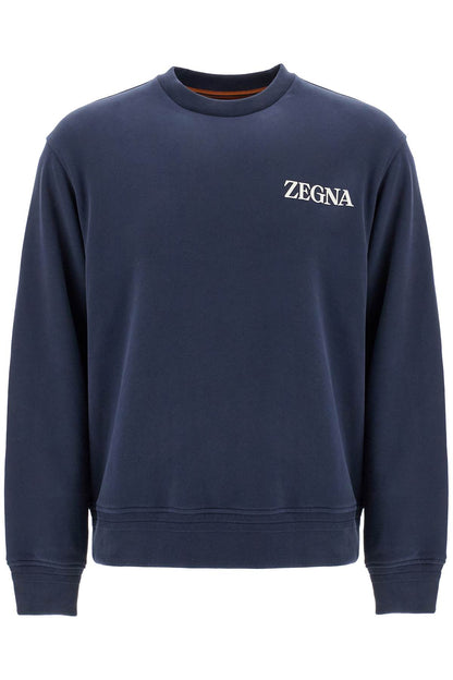 Cotton Crewneck Sweatshirt  - Blue