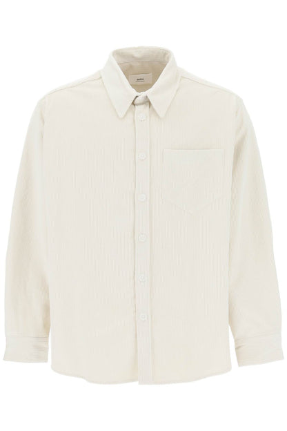 Cotton Corduroy Overshirt  - Bianco