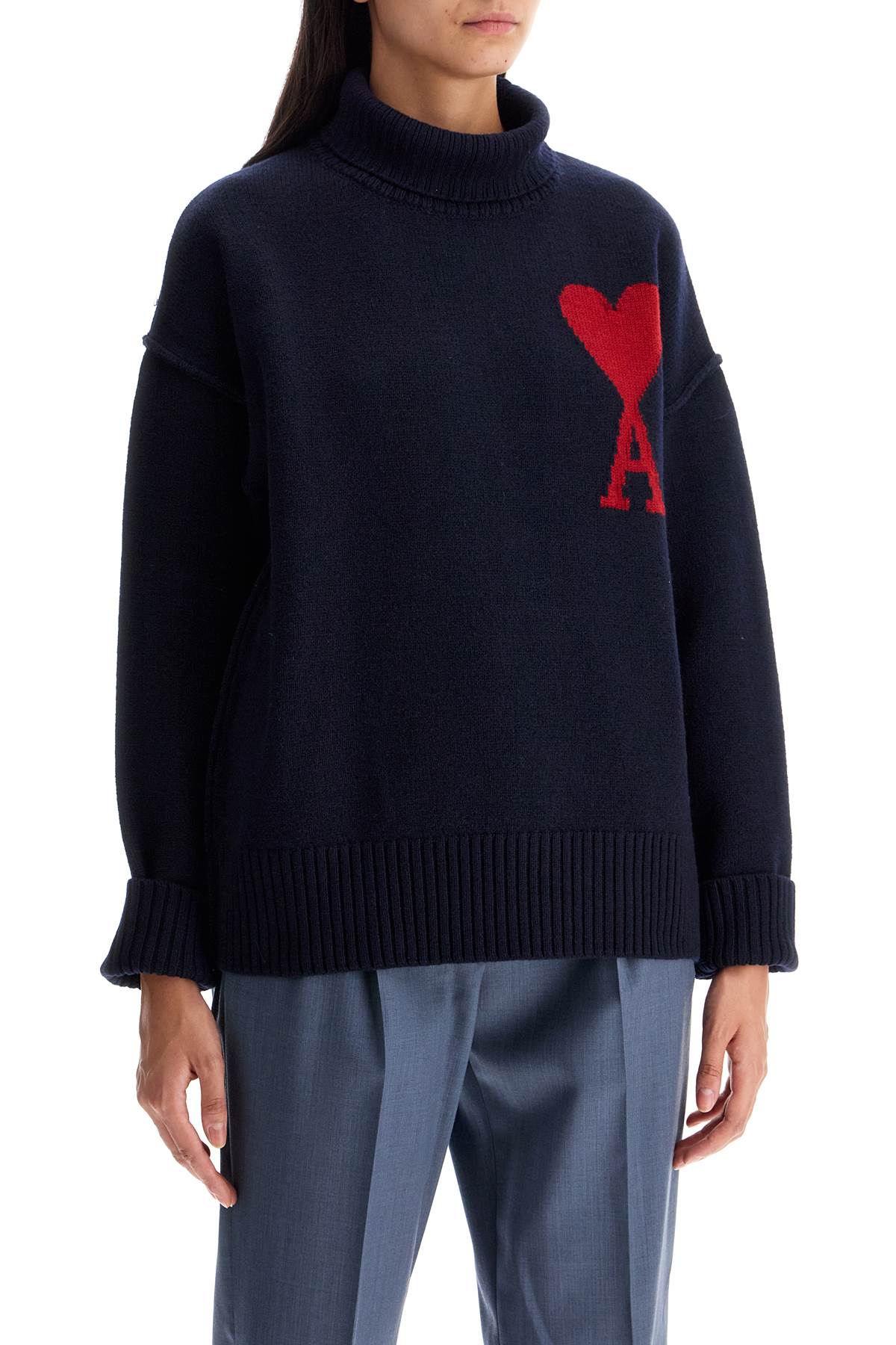 Ami De Coeur Wool Turtleneck Sweater  - Blue