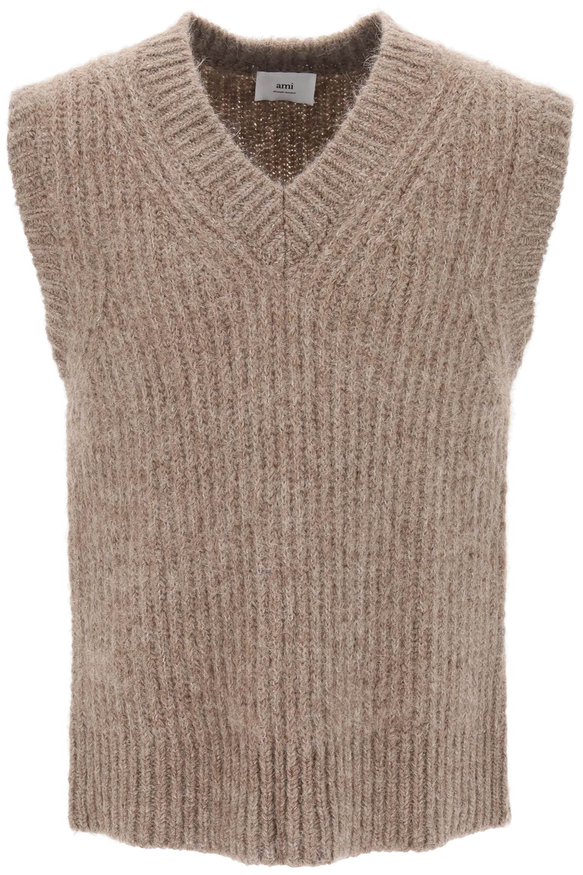 Ribbed Alpaca Sweater Vest  - Beige