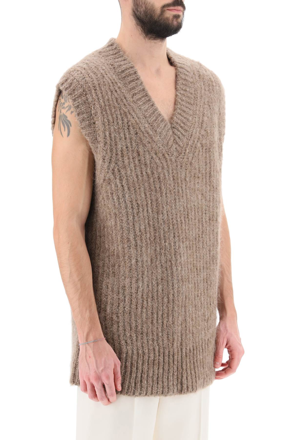 Ribbed Alpaca Sweater Vest  - Beige