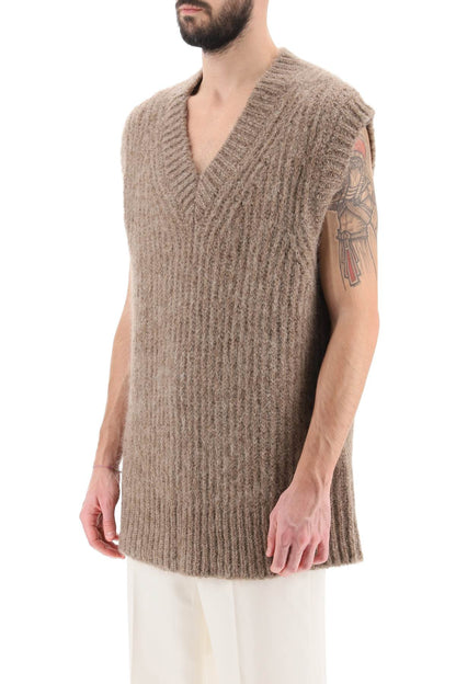 Ribbed Alpaca Sweater Vest  - Beige