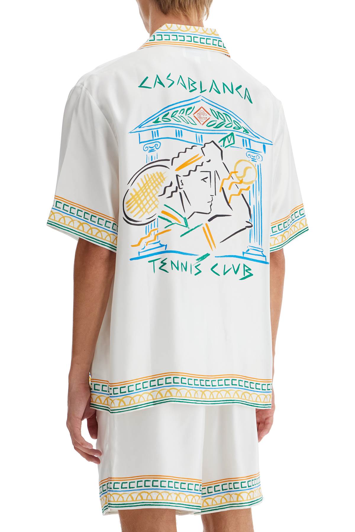 Silk Crayon Temple Tennis Club Shirt  - White