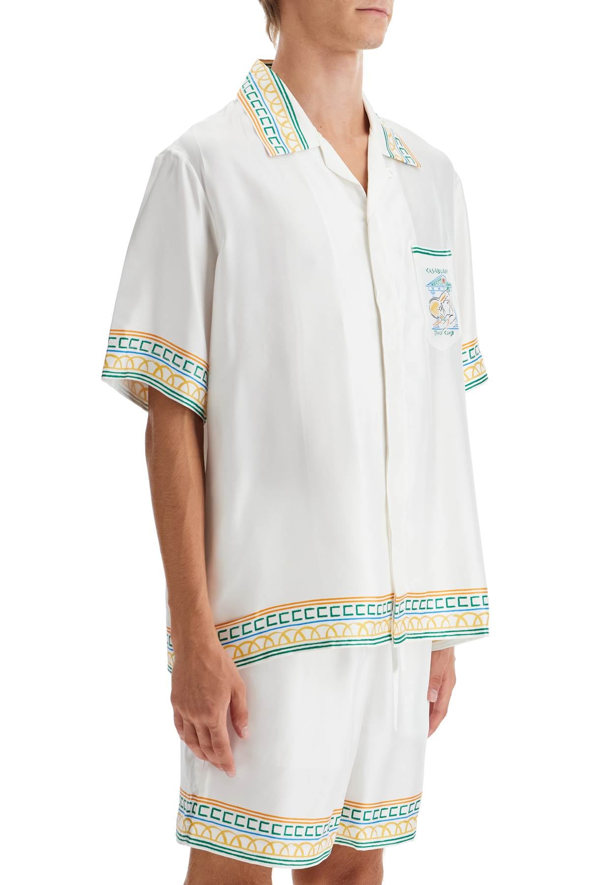 Silk Crayon Temple Tennis Club Shirt  - White