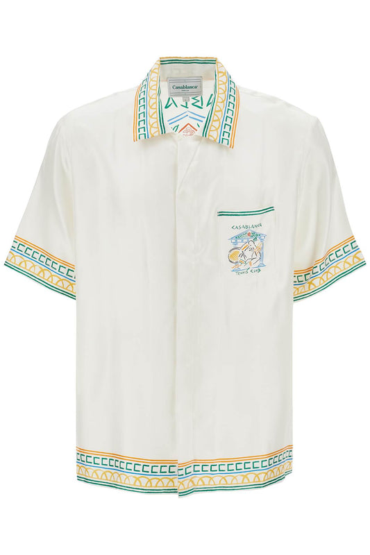 Silk Crayon Temple Tennis Club Shirt  - Bianco