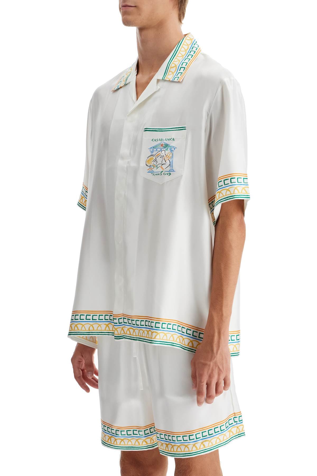 Silk Crayon Temple Tennis Club Shirt  - White