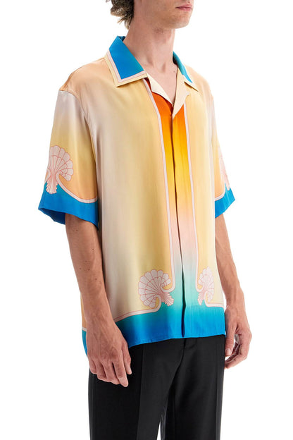 Short-sleeved Silk Shirt  - Multicolor