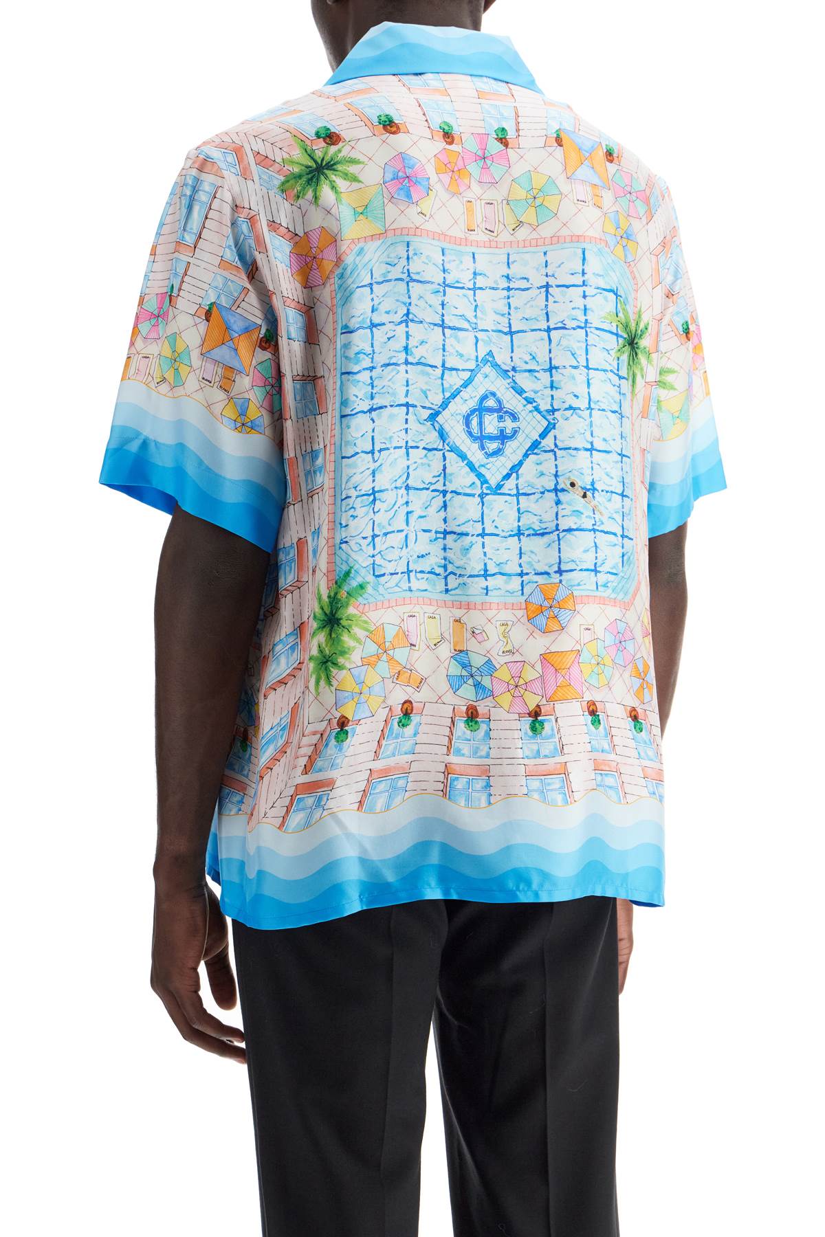 Short-sleeved Silk Shirt  - Multicolor