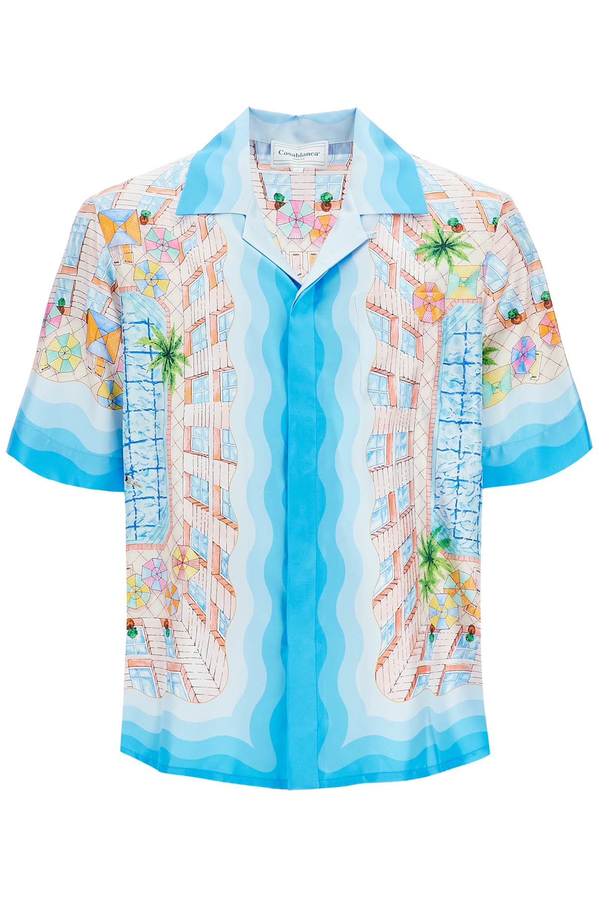 Short-sleeved Silk Shirt  - Multicolor