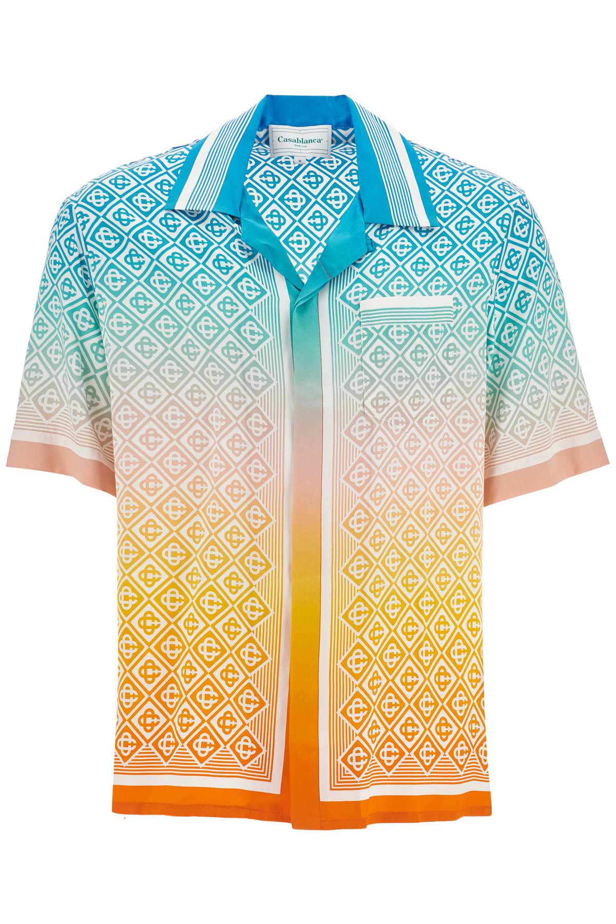 Short-sleeved Silk Monogram Shirt  - Multicolor