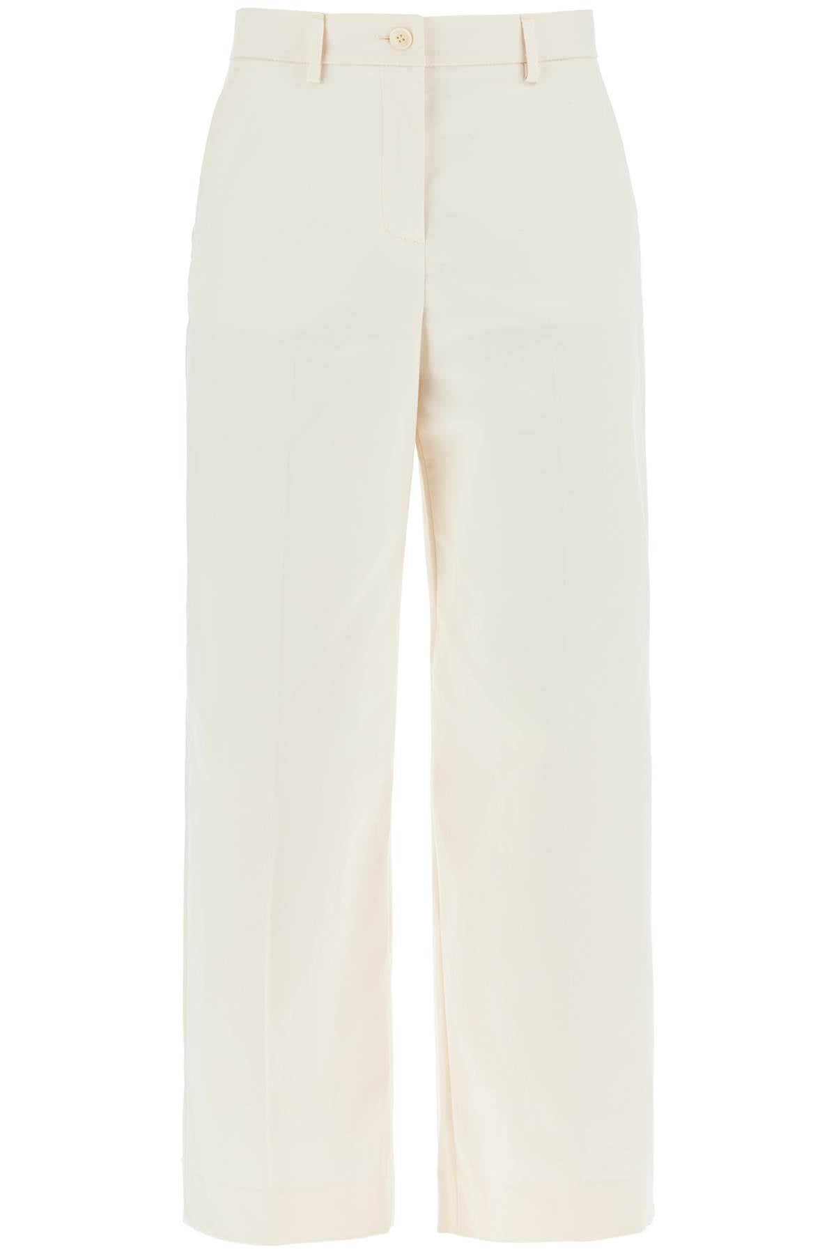 Stretch Cotton Cropped Pants  - White