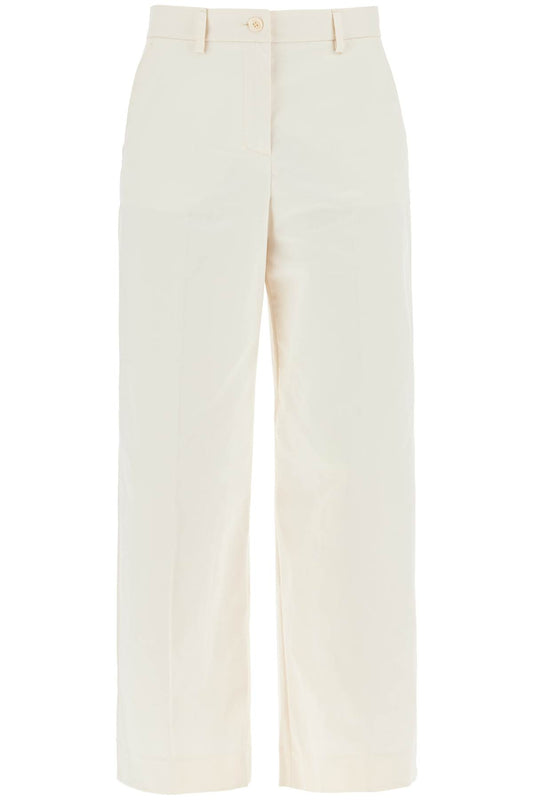 Stretch Cotton Cropped Pants  - White