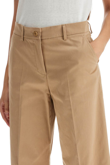 Stretch Cotton Cropped Pants  - Beige