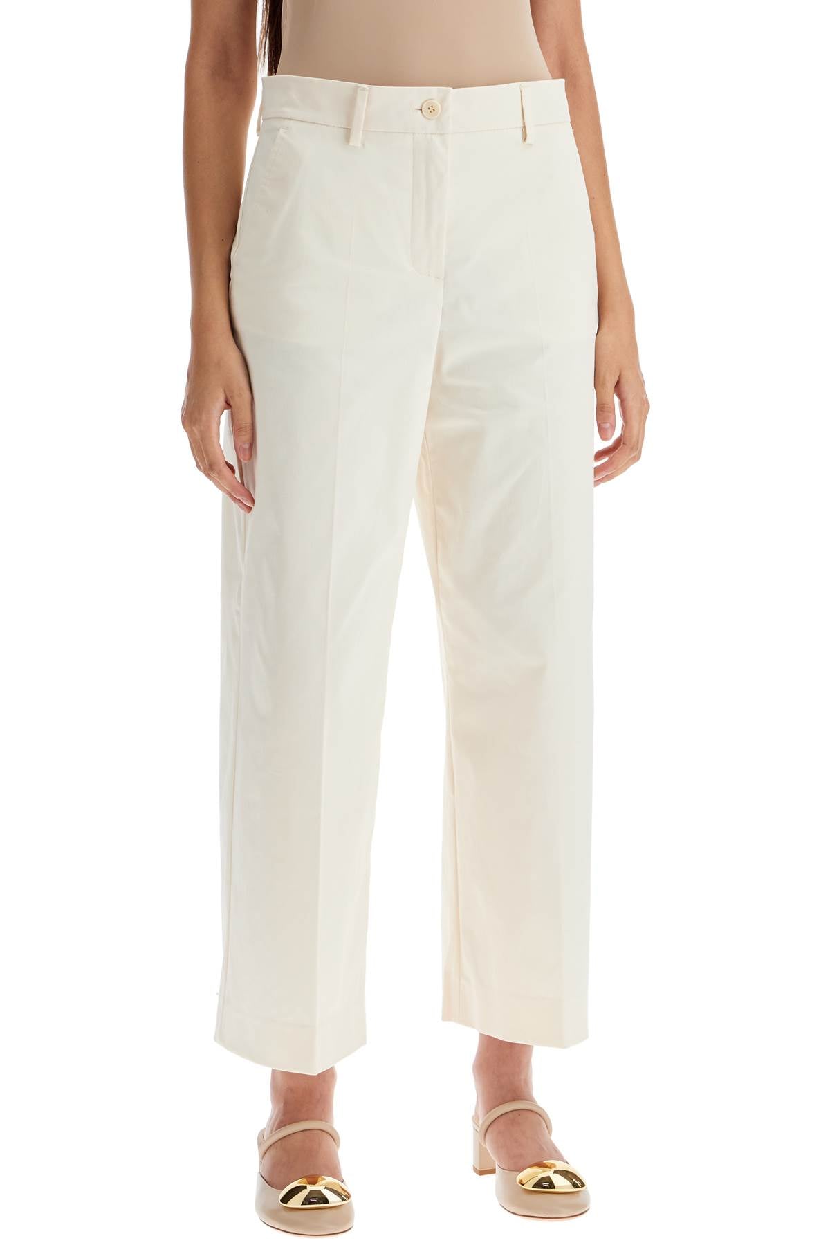 Stretch Cotton Cropped Pants  - White