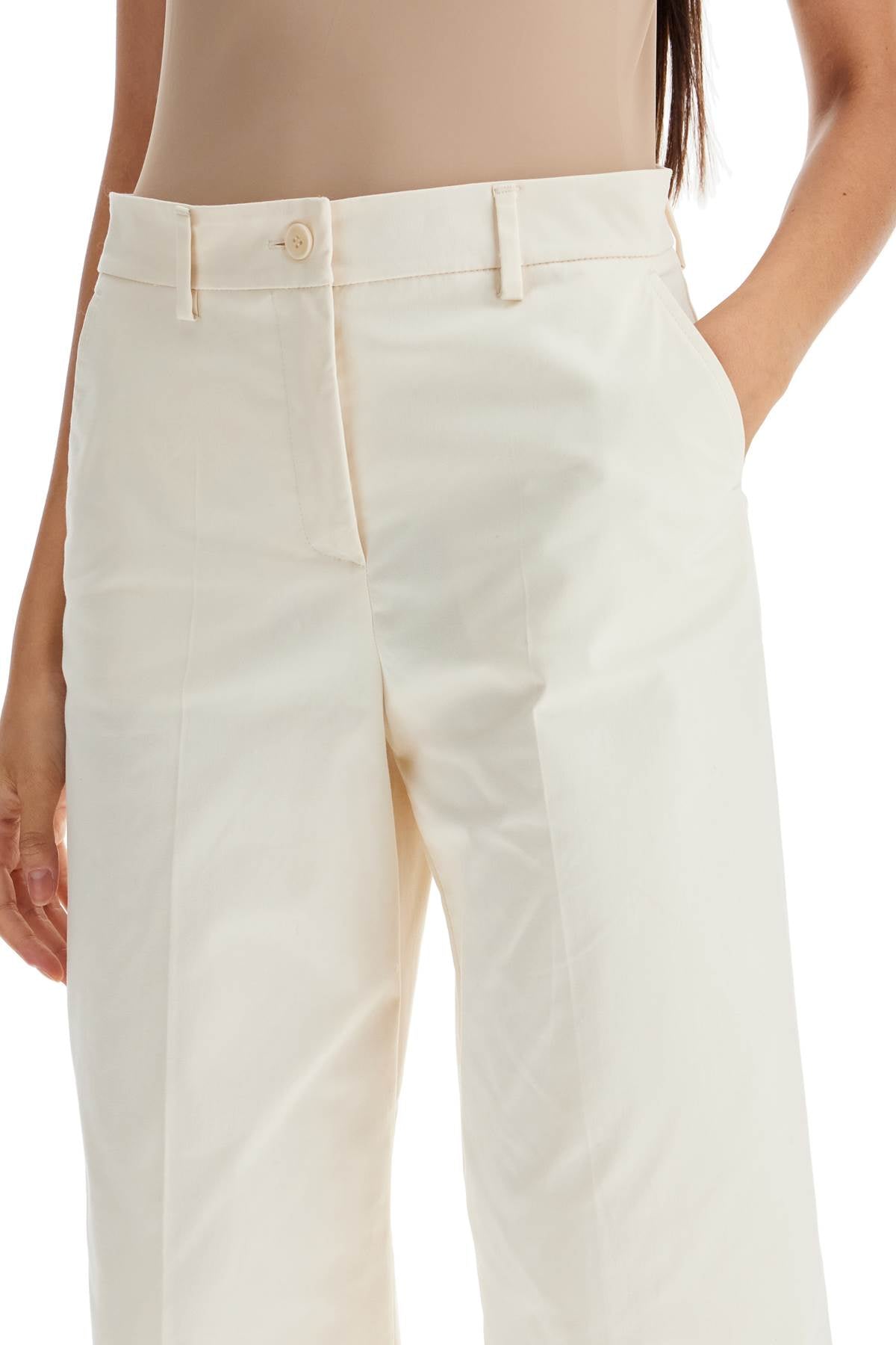 Stretch Cotton Cropped Pants  - White