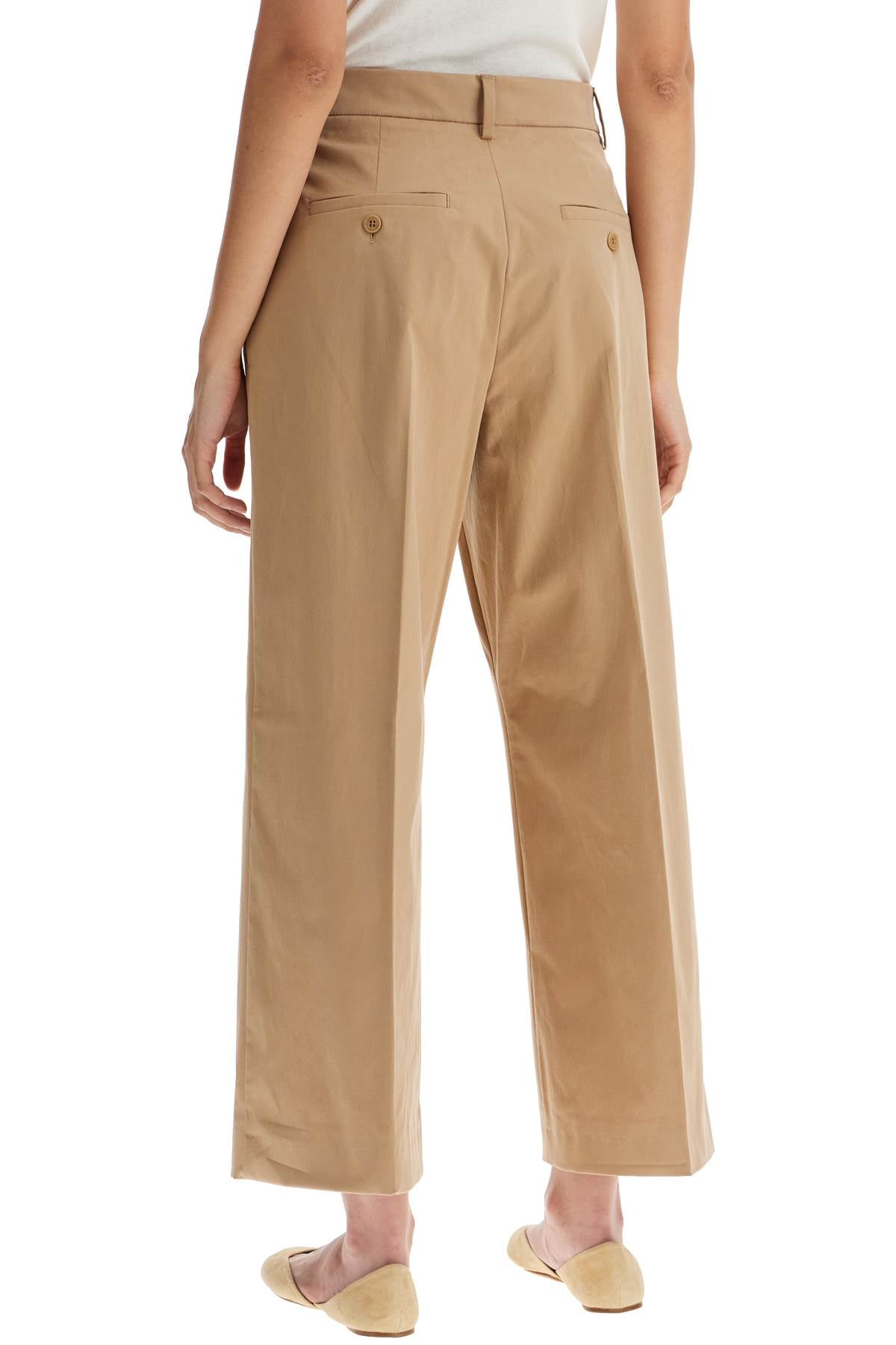 Stretch Cotton Cropped Pants  - Beige