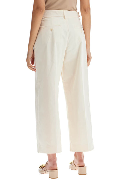 Stretch Cotton Cropped Pants  - White