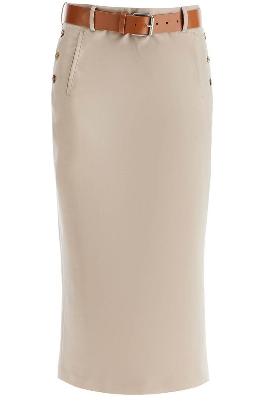 Skirt With Belt  - Beige