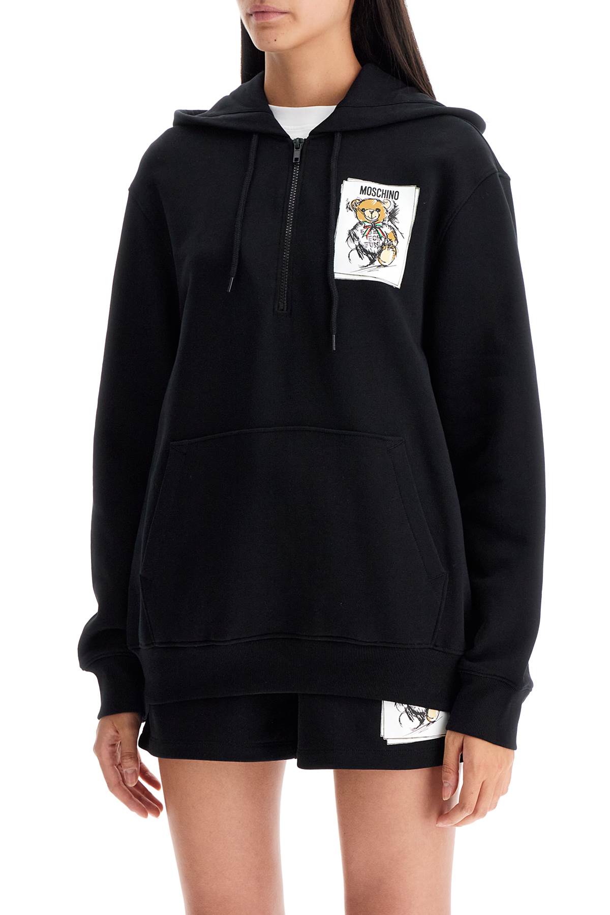 Hooded Teddy Bear Sweatshirt  - Black