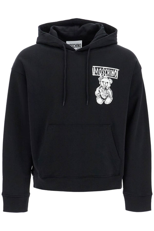 Hooded Sweatshirt With Drawn  - Nero