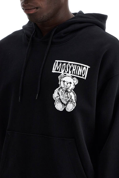 Hooded Sweatshirt With Drawn  - Nero